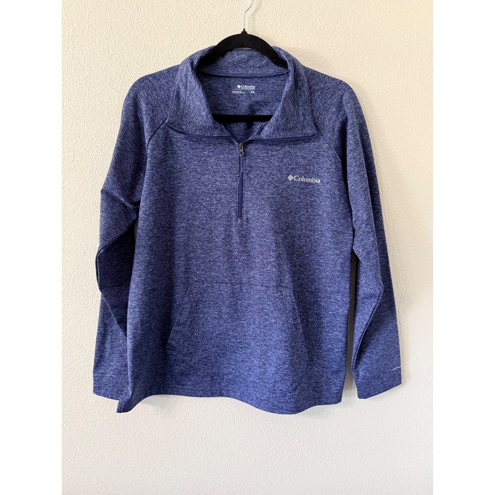 Columbia Mens Blue Heather Omni-Wick Quarter Zip Lightweight Pullover  Medium